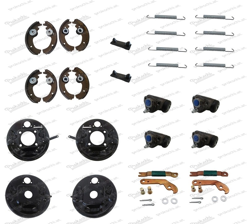 Complete set of brake carrier plates Fiat 500 N / D / F / L / R / Fiat 126 first series - bolt circle 190 mm