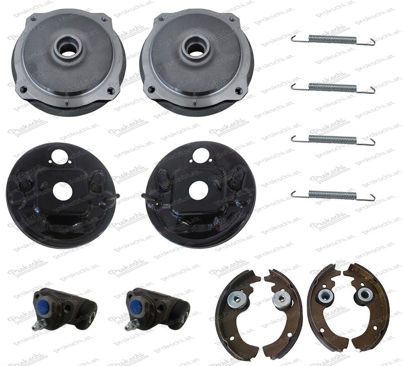 Set of brakes for front axle Fiat 500 N / D / F / L / R and Fiat 126 first series - 190 mm bolt circle