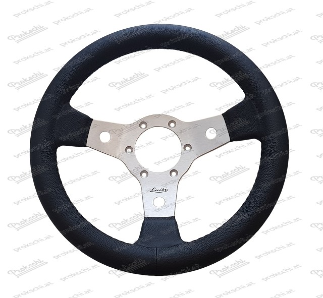 Leather sports steering wheel Libeccio F 31 cm with aluminum spokes