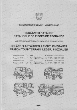 Steyr Puch Pinzgauer 710 M/K, 712 M/K, 4 x 4 and 6 x 6, spare parts catalog (German and French)