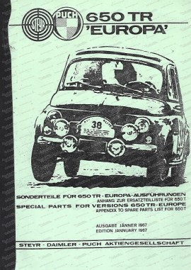 Puch 650 TR Europe, Spare parts catalog for the special parts of this model (German)