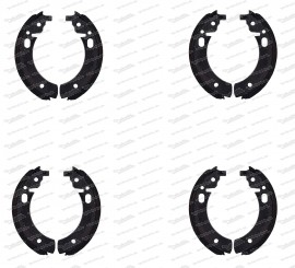 Brake shoe set in exchange for Puch 500 / 650 / 700 - oversize - 5 mm pad thickness