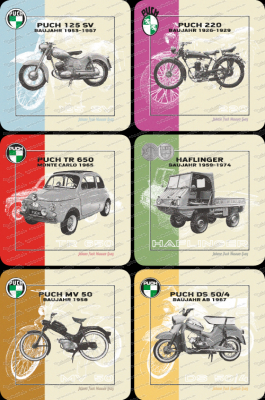 Puch Vehicles - Coasters Pack of 6