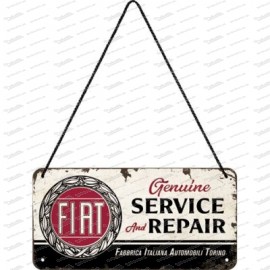 Fiat Service & Repair- metal plate with cord for hanging
