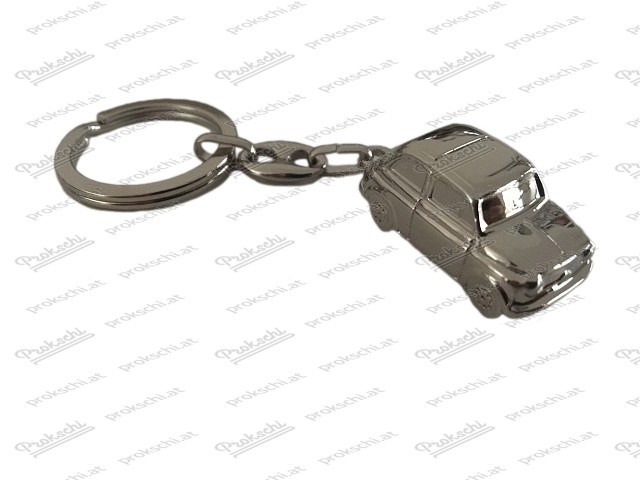 Schlüsselanhänger verchromt 500, Metall 3D - Fiat 500