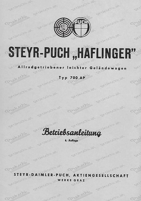 Haflinger Betriebsanleitung Typ 700AP, Ausgabe 2/1962