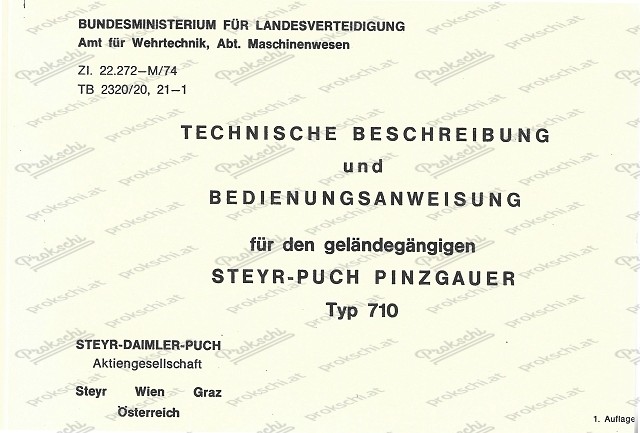Puch Pinzgauer 710, ö.Bundesheer, kurzgefasste Betriebsanleitung