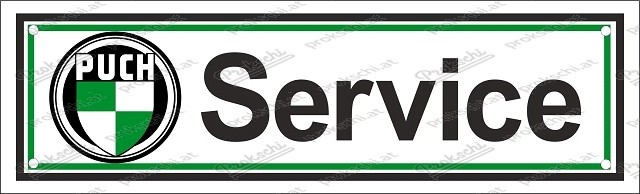 Puch Service – Emailschild – 8 x 30 cm