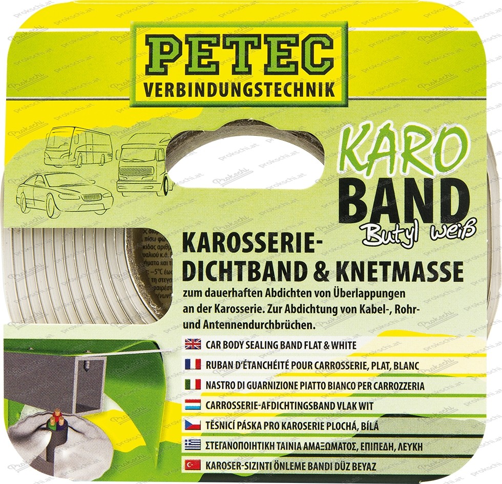 Karo-Band - Butyl, flach, weiß - 2 mm x 20 mm x 3 m SB-Karte