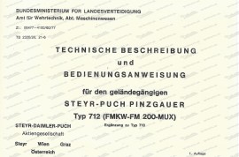 Pinzgauer 712, Österreichisches Bundesheer, Zusatz- Betriebsanleitung