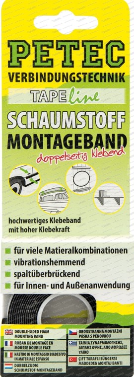 Schaumstoff - Montageband 2 m x 12 mm x 1 mm SB-Karte
