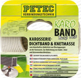 Karo-Band - Butyl, flach, weiß - 2 mm x 20 mm x 3 m SB-Karte