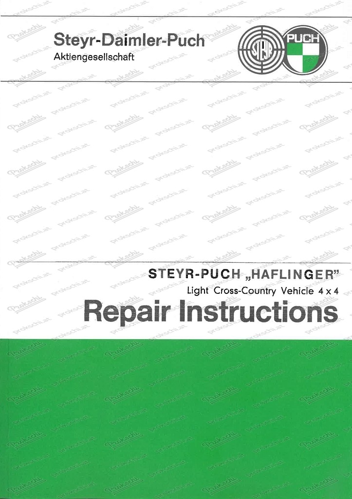 Steyr Puch Haflinger 4 x 4 Manuale di riparazione (inglese)