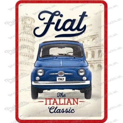 Fiat 500 - La classica italiana - targa in metallo 15 x 20 cm