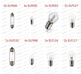 Set di lampadine per Puch 700 C/E con indicatori a verruca e fari senza base bilux