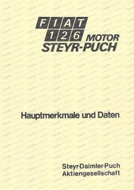 Fiat 126 con motore Puch, caratteristiche principali e dati (tedesco)