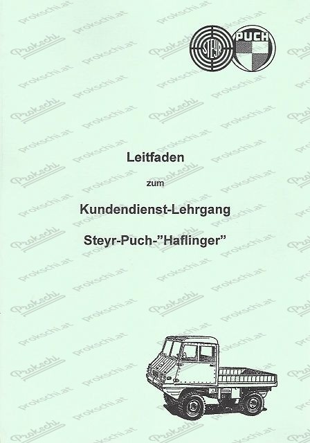 Guide du service à la clientèle Steyr Puch Haflinger (allemand)