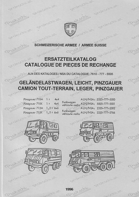 Steyr Puch Pinzgauer 710 M/K, 712 M/K, 4 x 4 et 6 x 6, catalogue de pièces détachées (allemand et français)