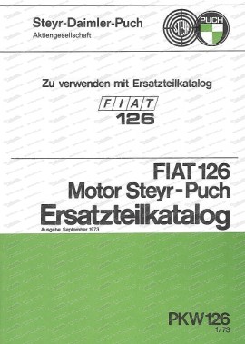 Fiat 126 Moteur Steyr Puch - Catalogue de pièces de rechange (Allemand)
