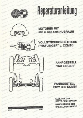 Instructions de réparation Steyr Puch 500, 650, 700, Haflinger (Allemand)