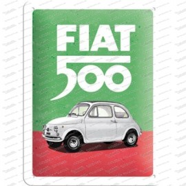 Fiat 500 - Couleurs italiennes - plaque métallique