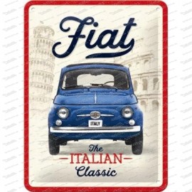 Fiat 500 - Le classique italien - plaque métallique 15 x 20 cm